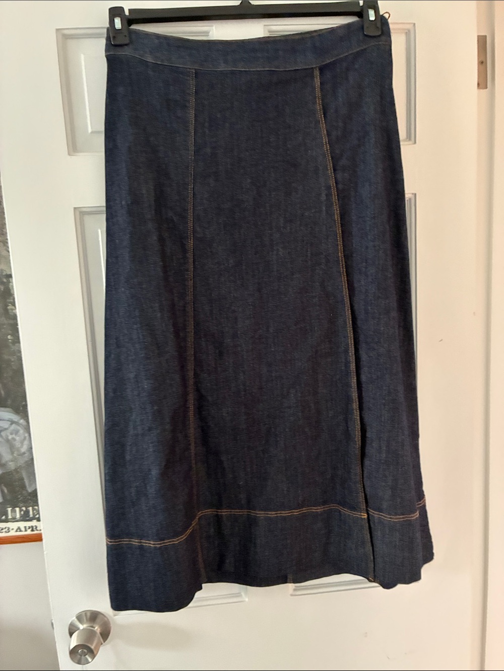Zara Dark Blue Denim A-Line Skirt